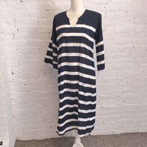 Debbie Katz South Beach cotton beach cover up navy stripe small